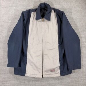Dickies Work Jacket Mens XL Navy Gray Good Quilted Lining Colorblock Zip Canvas
